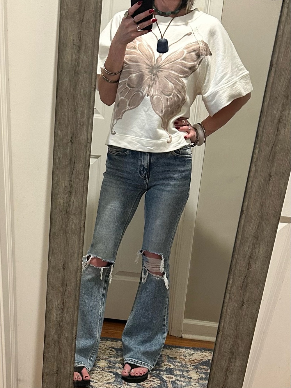 ❌SOLD❌NWT Free People Dahlia Short Sleeve Pullover in Tofu Combo - Picture 5 of 16